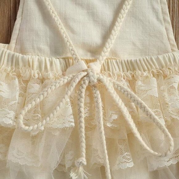 Newborn Infant Baby Girl 3D Flower Crochet Lace Romper Bodysuit Ruffle 12-18 Mon - Picture 10 of 12